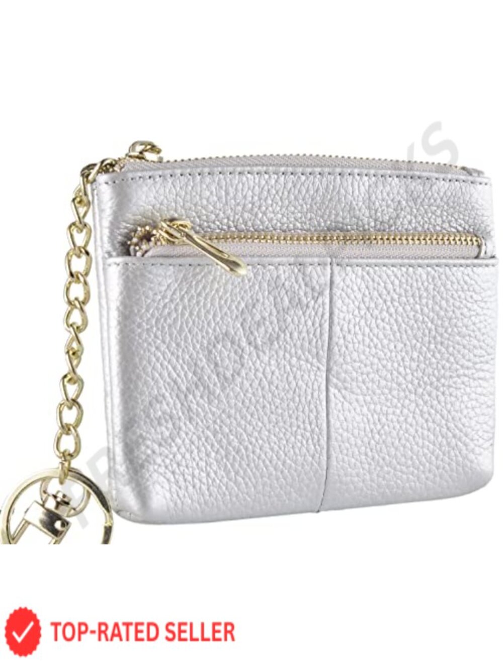 Genuine Leather RFID Coin Purse Wallet with Keychain Card Holder